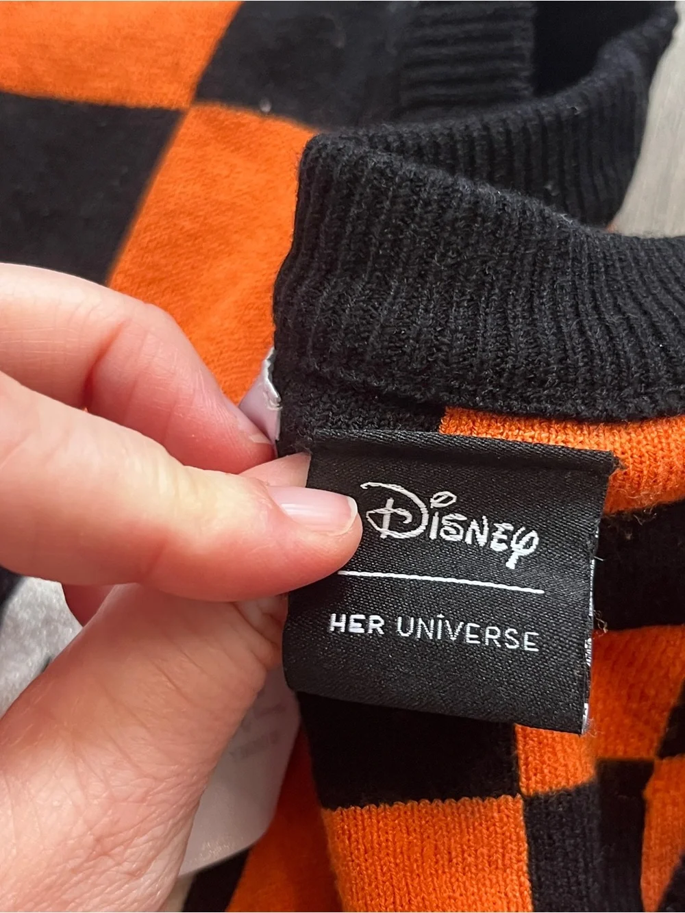 Disney Her Universe Womens Orange Black Checker Mickey Halloween Cardigan Size L